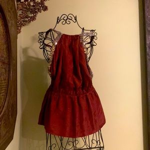 Robert Rodriguez Blue Silk Sequin Halter Top